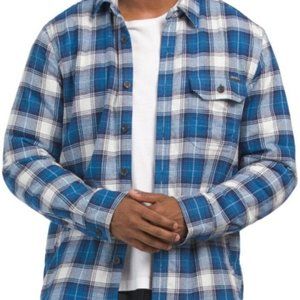 Eddie Bauer XXL Blue Plaid Fleece Lined Flannel Shirt Jacket Shacket